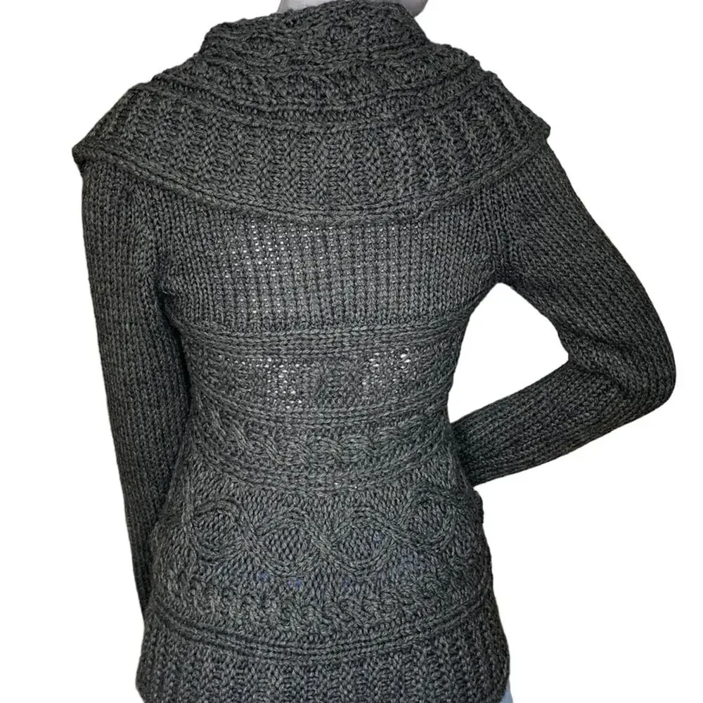 Twenty One Chunky Sweater Gray Satin Ribbon Side Tie Size S - Picture 4 of 9